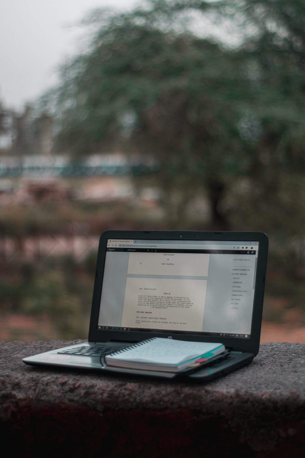 Decorative image of laptop computer outside. Photo by Aman Upadhyay on Unsplash.
